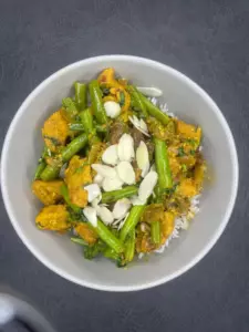 coronation chicken curry in bowl